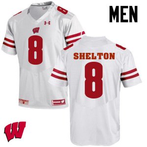 Men's Wisconsin Badgers NCAA #8 Sojourn Shelton White Authentic Under Armour Stitched College Football Jersey YM31G68XH